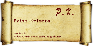 Pritz Kriszta névjegykártya